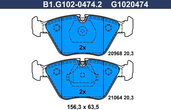 Galfer B1.G102-0474.2 - Гальмівні колодки, дискові гальма avtolavka.club