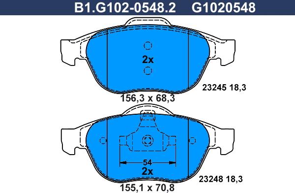 Galfer B1.G102-0548.2 - Гальмівні колодки, дискові гальма avtolavka.club