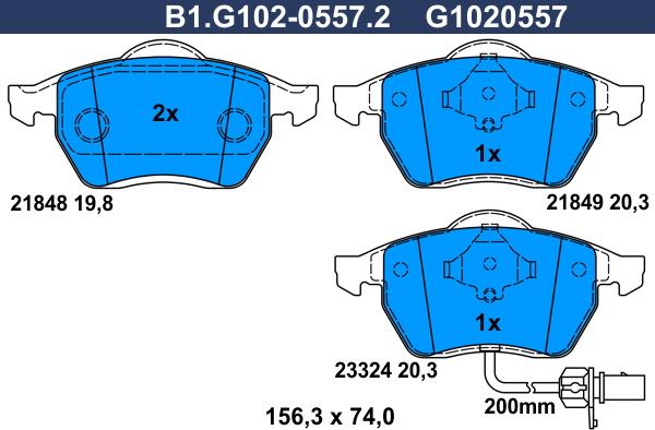 Galfer B1.G102-0557.2 - Гальмівні колодки, дискові гальма avtolavka.club