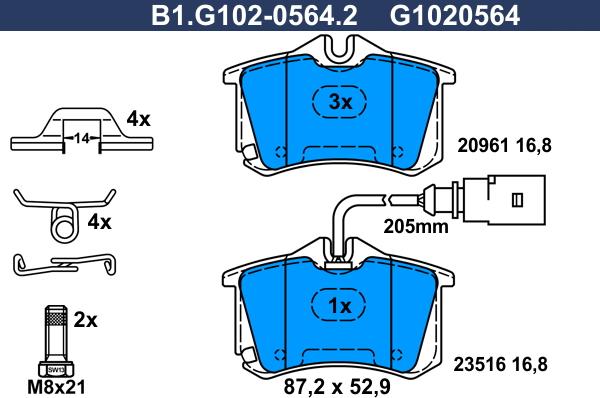 Galfer B1.G102-0564.2 - Гальмівні колодки, дискові гальма avtolavka.club