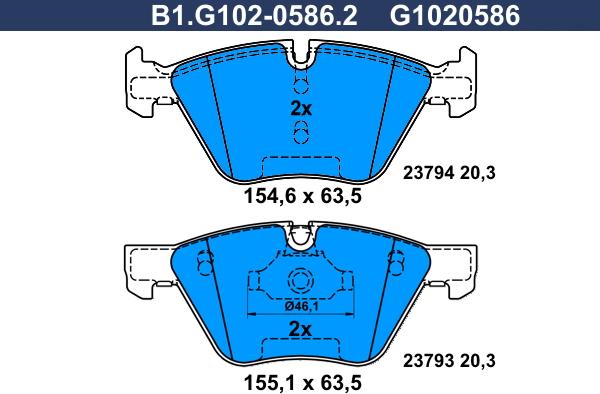 Galfer B1.G102-0586.2 - Гальмівні колодки, дискові гальма avtolavka.club