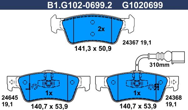 Galfer B1.G102-0699.2 - Гальмівні колодки, дискові гальма avtolavka.club