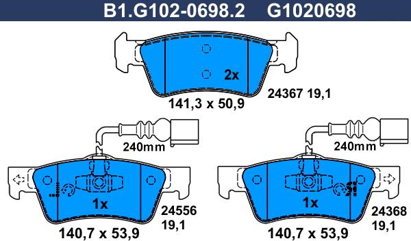 Galfer B1.G102-0698.2 - Гальмівні колодки, дискові гальма avtolavka.club