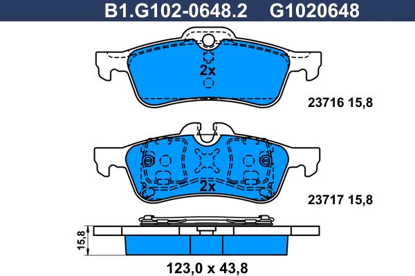 Galfer B1.G102-0648.2 - Гальмівні колодки, дискові гальма avtolavka.club