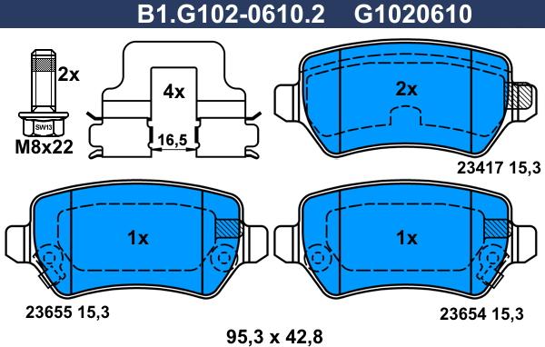 Galfer B1.G102-0610.2 - Гальмівні колодки, дискові гальма avtolavka.club