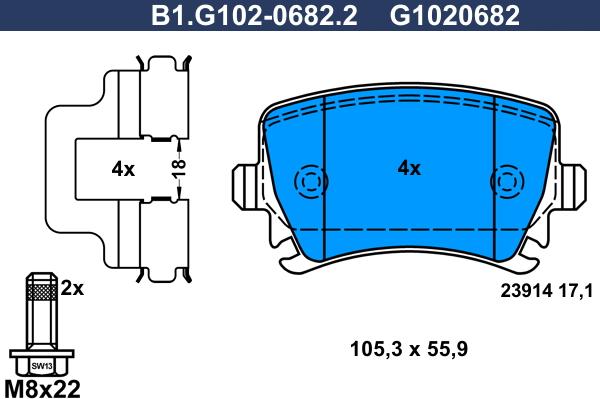 Galfer B1.G102-0682.2 - Гальмівні колодки, дискові гальма avtolavka.club