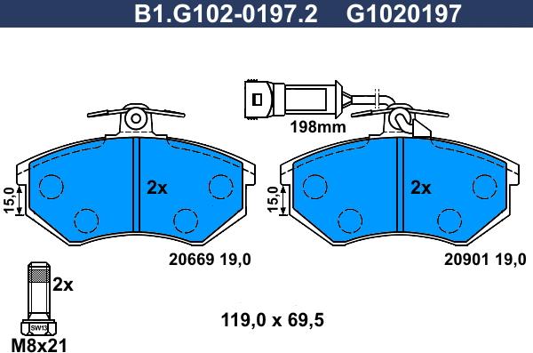 Galfer B1.G102-0197.2 - Гальмівні колодки, дискові гальма avtolavka.club