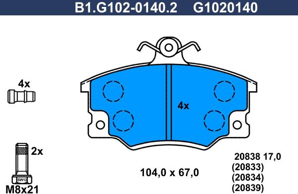 Galfer B1.G102-0140.2 - Гальмівні колодки, дискові гальма avtolavka.club