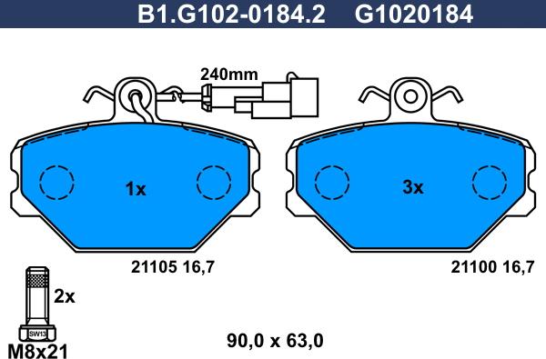 Galfer B1.G102-0184.2 - Гальмівні колодки, дискові гальма avtolavka.club