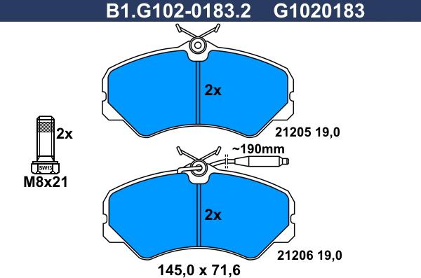 Galfer B1.G102-0183.2 - Гальмівні колодки, дискові гальма avtolavka.club