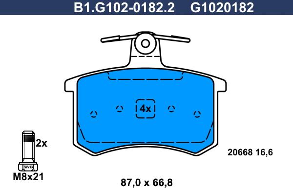 Galfer B1.G102-0182.2 - Гальмівні колодки, дискові гальма avtolavka.club