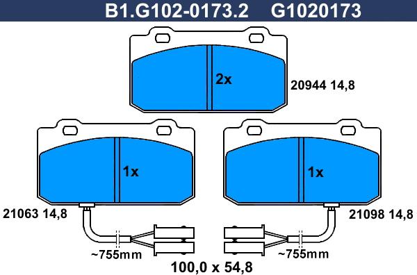 Galfer B1.G102-0173.2 - Гальмівні колодки, дискові гальма avtolavka.club