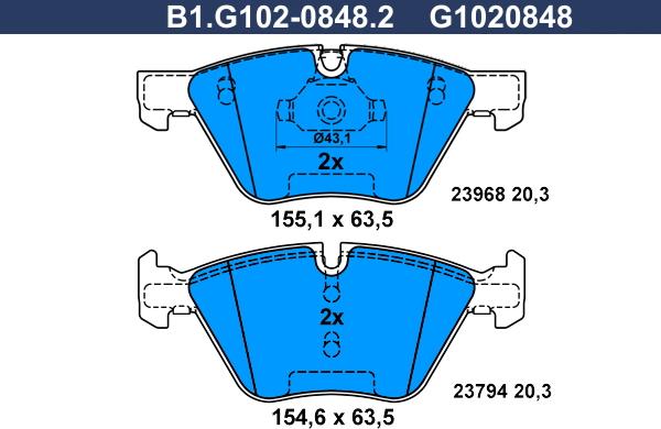 Galfer B1.G102-0848.2 - Гальмівні колодки, дискові гальма avtolavka.club