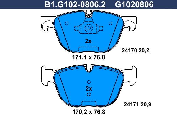 Galfer B1.G102-0806.2 - Гальмівні колодки, дискові гальма avtolavka.club