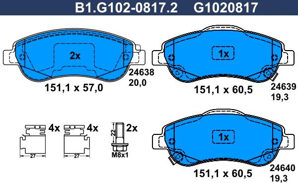 Galfer B1.G102-0817.2 - Гальмівні колодки, дискові гальма avtolavka.club