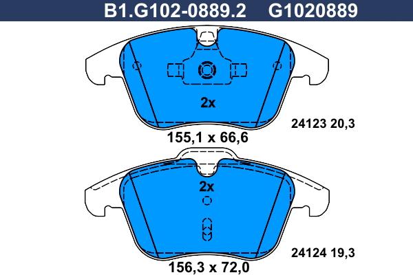 Galfer B1.G102-0889.2 - Гальмівні колодки, дискові гальма avtolavka.club