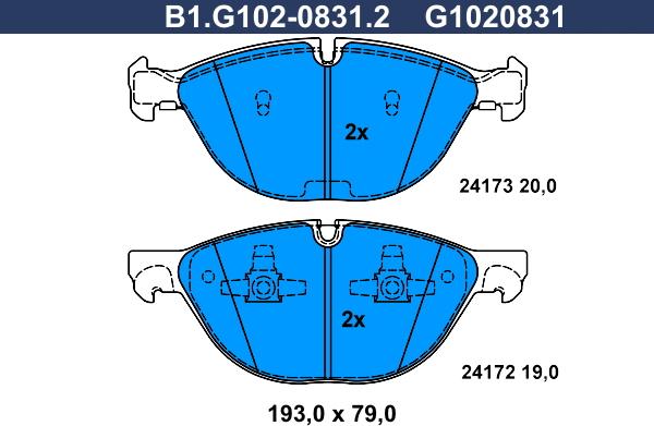 Galfer B1.G102-0831.2 - Гальмівні колодки, дискові гальма avtolavka.club