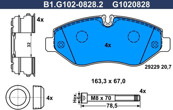 Galfer B1.G102-0828.2 - Гальмівні колодки, дискові гальма avtolavka.club