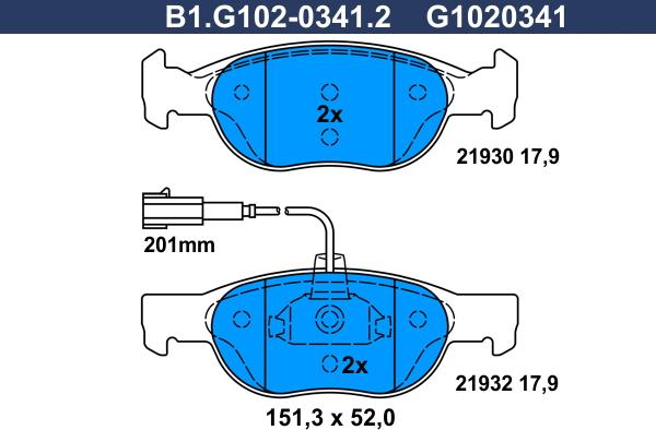 Galfer B1.G102-0341.2 - Гальмівні колодки, дискові гальма avtolavka.club