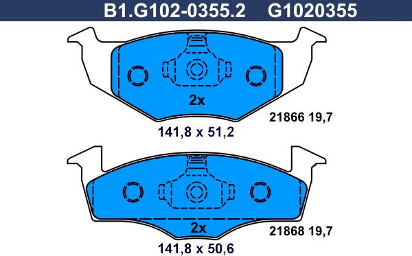 Galfer B1.G102-0355.2 - Гальмівні колодки, дискові гальма avtolavka.club