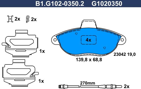 Galfer B1.G102-0350.2 - Гальмівні колодки, дискові гальма avtolavka.club