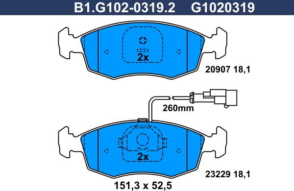 Galfer B1.G102-0319.2 - Гальмівні колодки, дискові гальма avtolavka.club