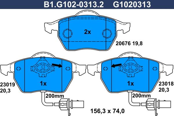 Galfer B1.G102-0313.2 - Гальмівні колодки, дискові гальма avtolavka.club