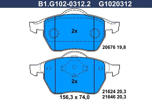 Galfer B1.G102-0312.2 - Гальмівні колодки, дискові гальма avtolavka.club