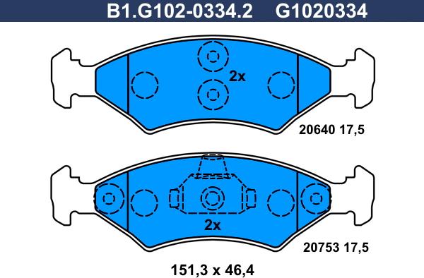 Galfer B1.G102-0334.2 - Гальмівні колодки, дискові гальма avtolavka.club