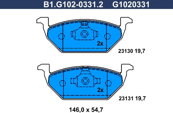 Galfer B1.G102-0331.2 - Гальмівні колодки, дискові гальма avtolavka.club