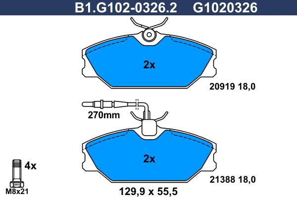 Galfer B1.G102-0326.2 - Гальмівні колодки, дискові гальма avtolavka.club