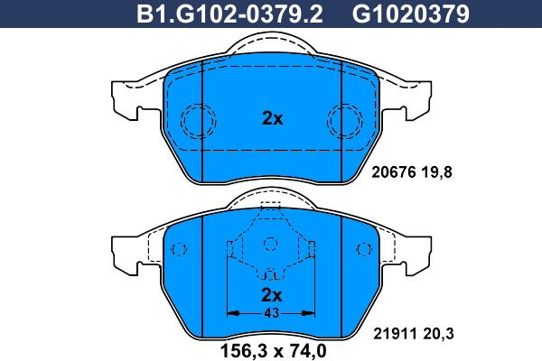 Galfer B1.G102-0379.2 - Гальмівні колодки, дискові гальма avtolavka.club