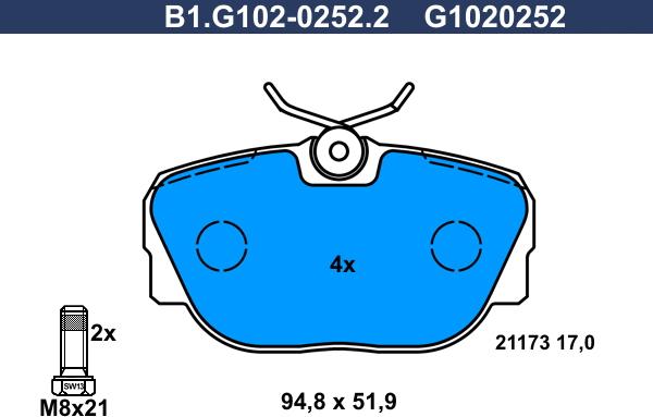 Galfer B1.G102-0252.2 - Гальмівні колодки, дискові гальма avtolavka.club