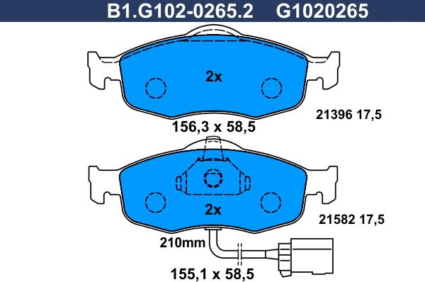 Galfer B1.G102-0265.2 - Гальмівні колодки, дискові гальма avtolavka.club