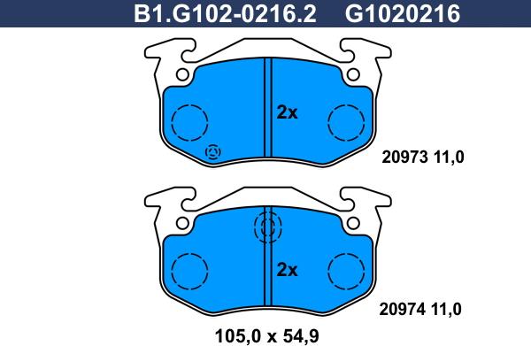 Galfer B1.G102-0216.2 - Гальмівні колодки, дискові гальма avtolavka.club