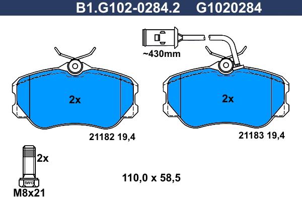 Galfer B1.G102-0284.2 - Гальмівні колодки, дискові гальма avtolavka.club