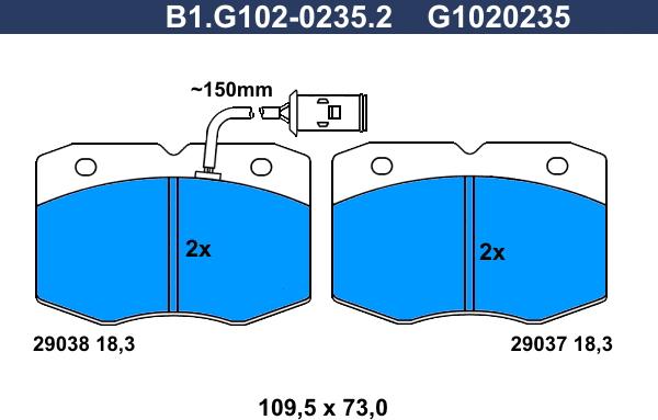 Galfer B1.G102-0235.2 - Гальмівні колодки, дискові гальма avtolavka.club