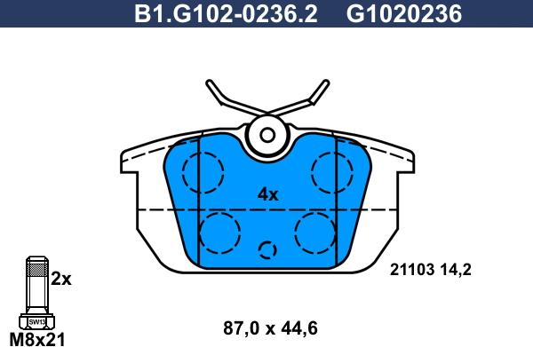 Galfer B1.G102-0236.2 - Гальмівні колодки, дискові гальма avtolavka.club