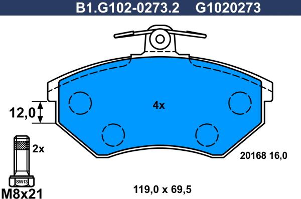 Galfer B1.G102-0273.2 - Гальмівні колодки, дискові гальма avtolavka.club
