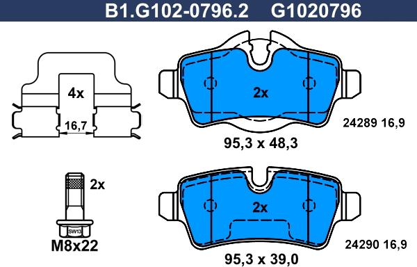 Galfer B1.G102-0796.2 - Гальмівні колодки, дискові гальма avtolavka.club