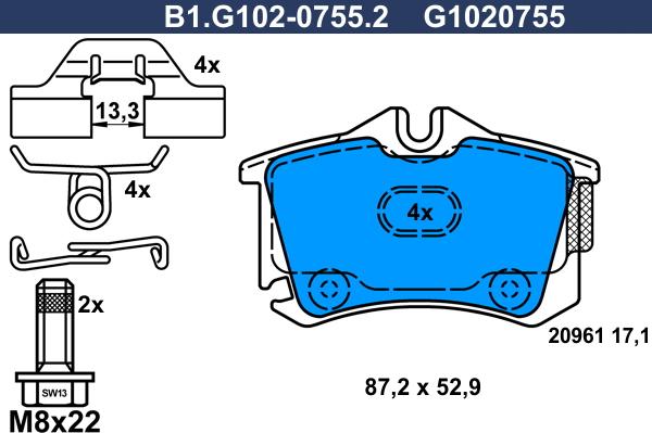 Galfer B1.G102-0755.2 - Гальмівні колодки, дискові гальма avtolavka.club