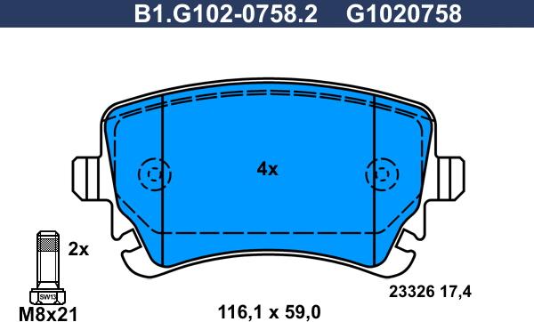 Galfer B1.G102-0758.2 - Гальмівні колодки, дискові гальма avtolavka.club