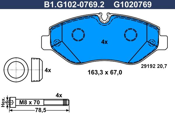 Galfer B1.G102-0769.2 - Гальмівні колодки, дискові гальма avtolavka.club