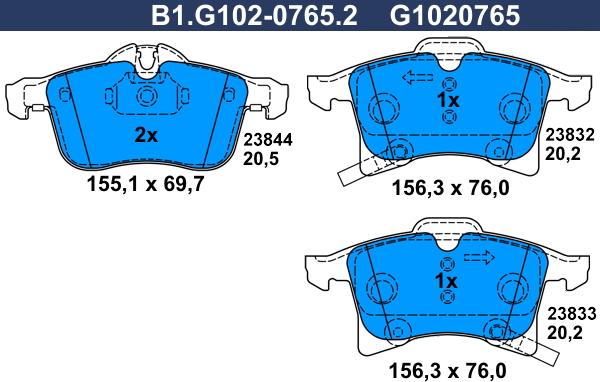 Galfer B1.G102-0765.2 - Гальмівні колодки, дискові гальма avtolavka.club