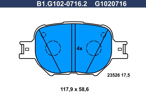 Galfer B1.G102-0716.2 - Гальмівні колодки, дискові гальма avtolavka.club