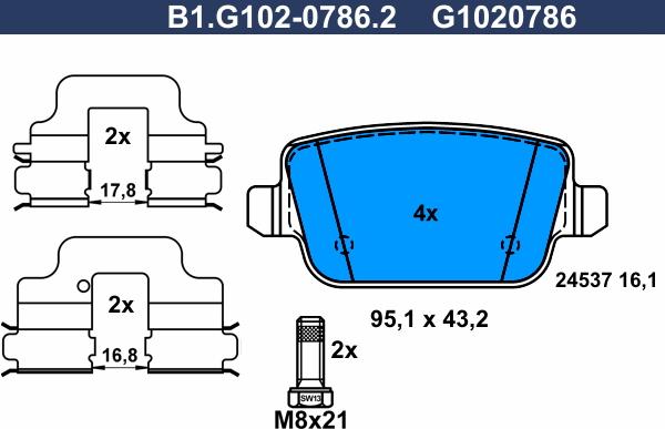 Galfer B1.G102-0786.2 - Гальмівні колодки, дискові гальма avtolavka.club