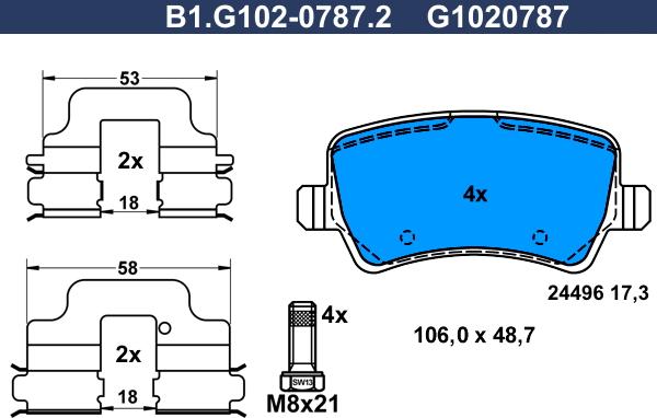 Galfer B1.G102-0787.2 - Гальмівні колодки, дискові гальма avtolavka.club