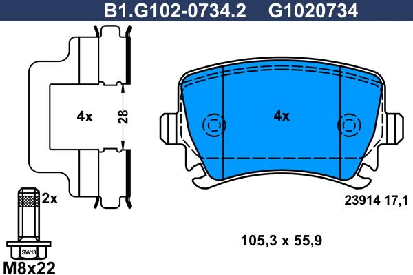Galfer B1.G102-0734.2 - Гальмівні колодки, дискові гальма avtolavka.club