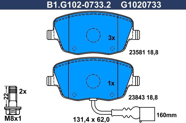 Galfer B1.G102-0733.2 - Гальмівні колодки, дискові гальма avtolavka.club