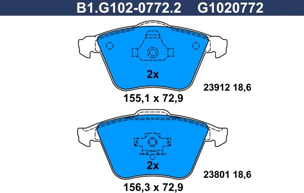 Galfer B1.G102-0772.2 - Гальмівні колодки, дискові гальма avtolavka.club